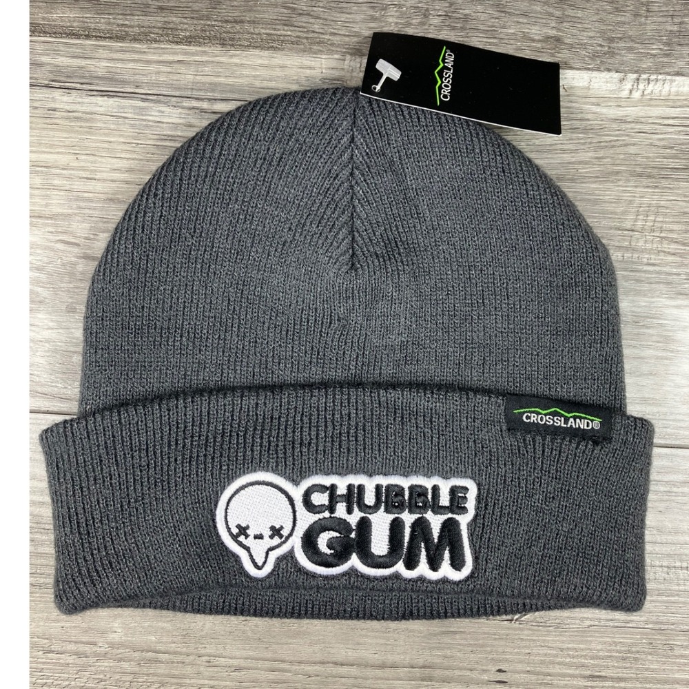 Crossland Chubble Gum Beanie Charcoal Grey Ribbed Knit Cuffed Hat NWT